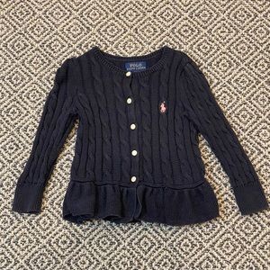 🎉 GUC! 🎉 Polo by Ralph Lauren 2/2T Navy Cardigan with pink horse